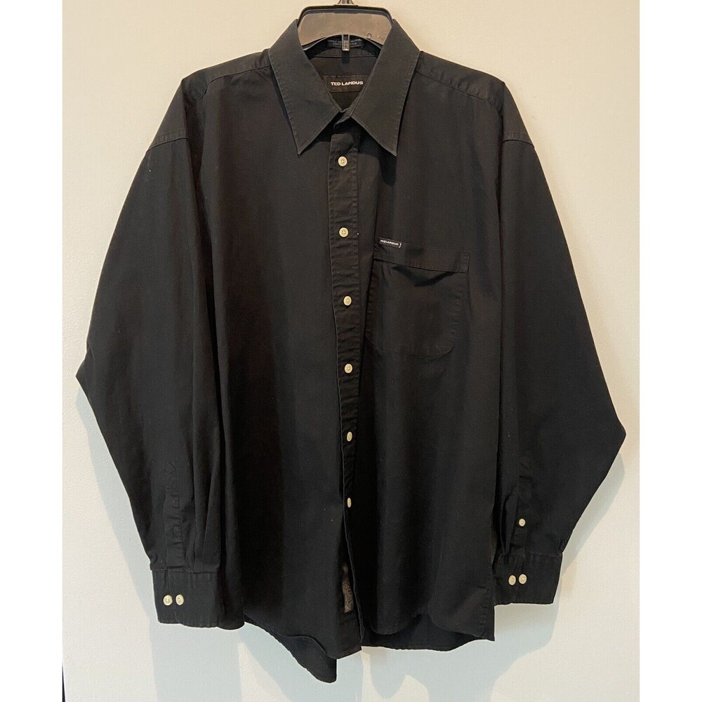 TED LAPIDUS  MENS SIZE X-LARGE BLACK REGULAR FIT FLIP CUFFS CASUAL SHIRT